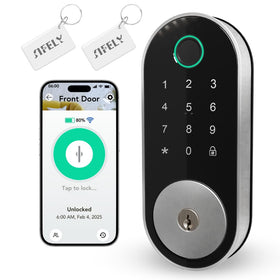Sifely built-in WiFi deadbolt front view enables remote control from anywhere.