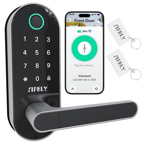 Sifely built-in WiFi fingerprint door lock with handle enables keyless access from anywhere.