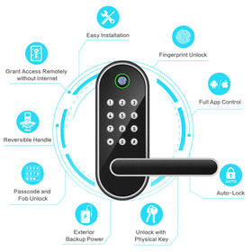 Sifely door lock with handle and keypad ready for use.