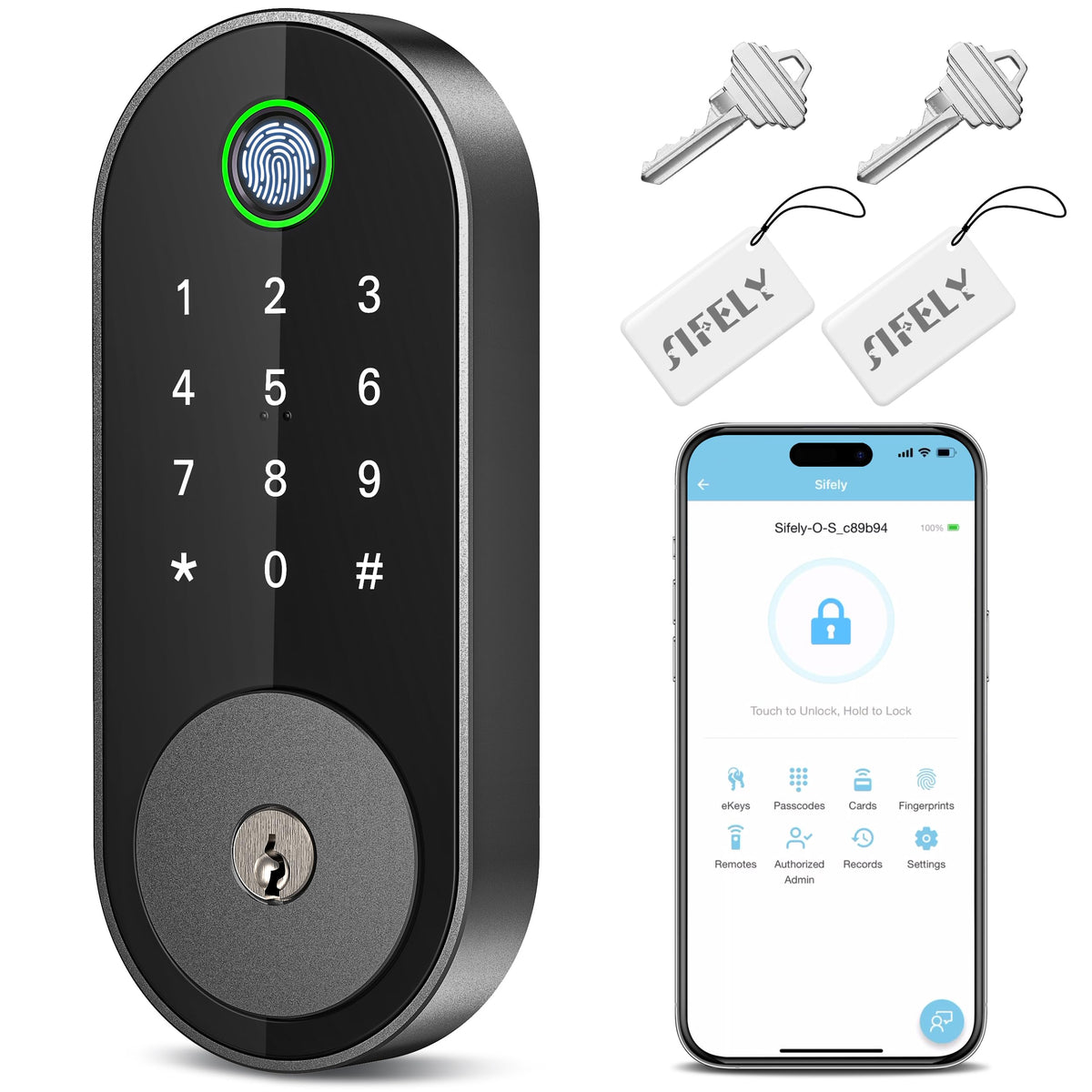Sifely fingerprint deadbolt front view for quick, keyless home entry