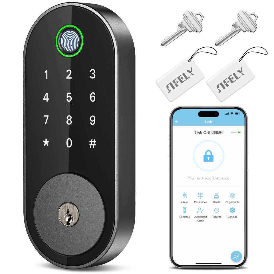 Sifely fingerprint deadbolt front view for quick, keyless home entry