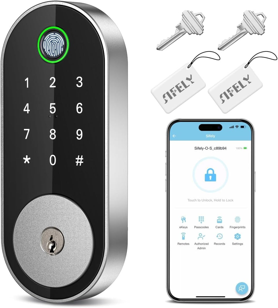 Sifely fingerprint deadbolt front view shows keyless security for modern doors