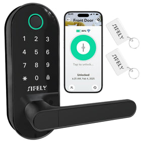 Sifely fingerprint lock with handle and keypad securing your front door.