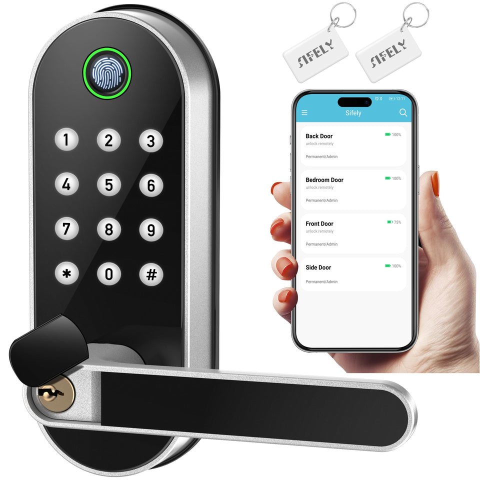 Sifely fingerprint reader enables quick, keyless entry at the door.