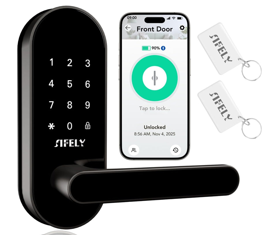 Sifely keyless entry keypad lock on front door with secure family access