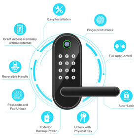 Sifely keypad entry on the front door provides code-based entry for guests.