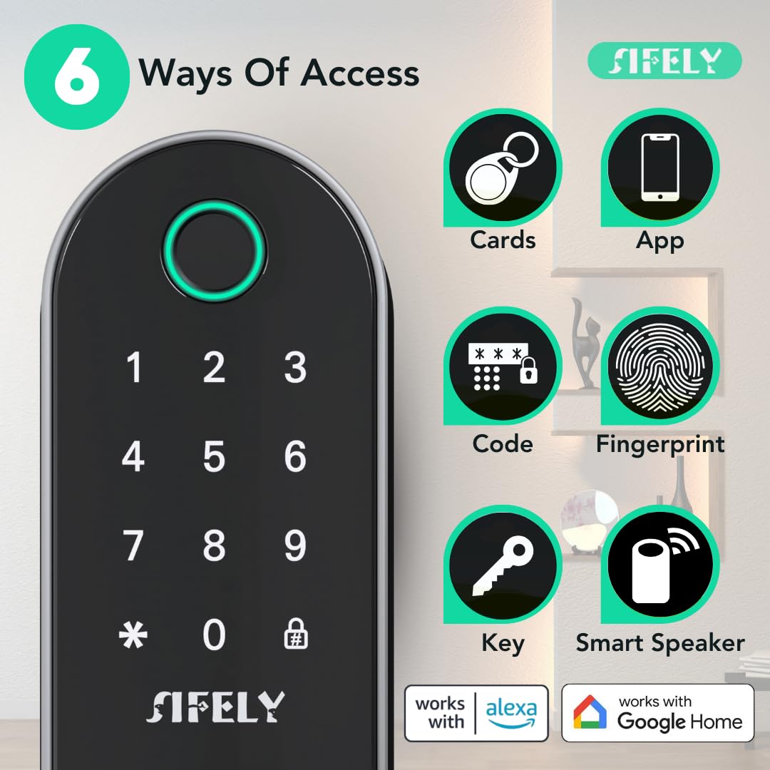 Sifely keypad and fingerprint entry for quick, secure access by residents and guests.