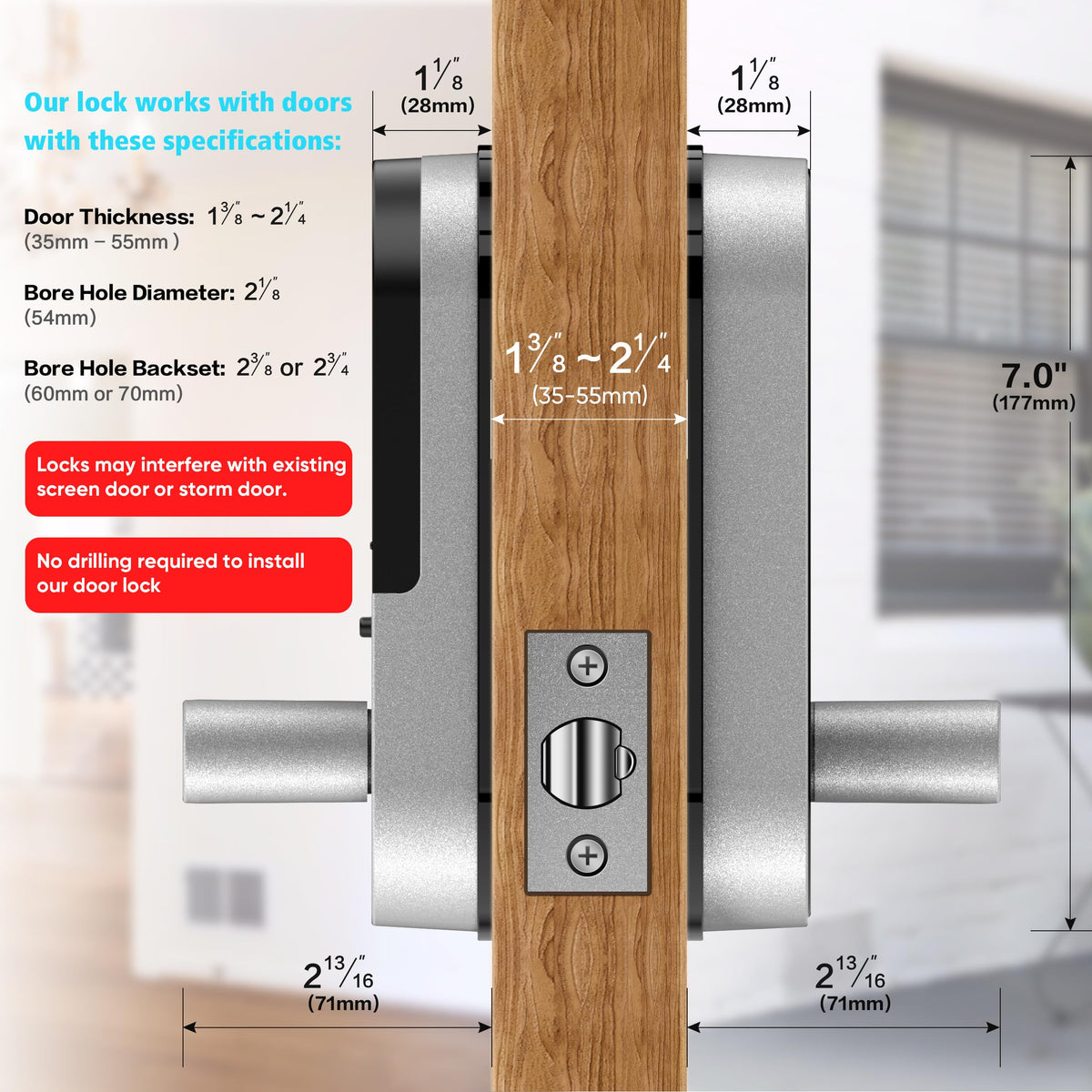 Sifely reversible handle suits left or right doors.