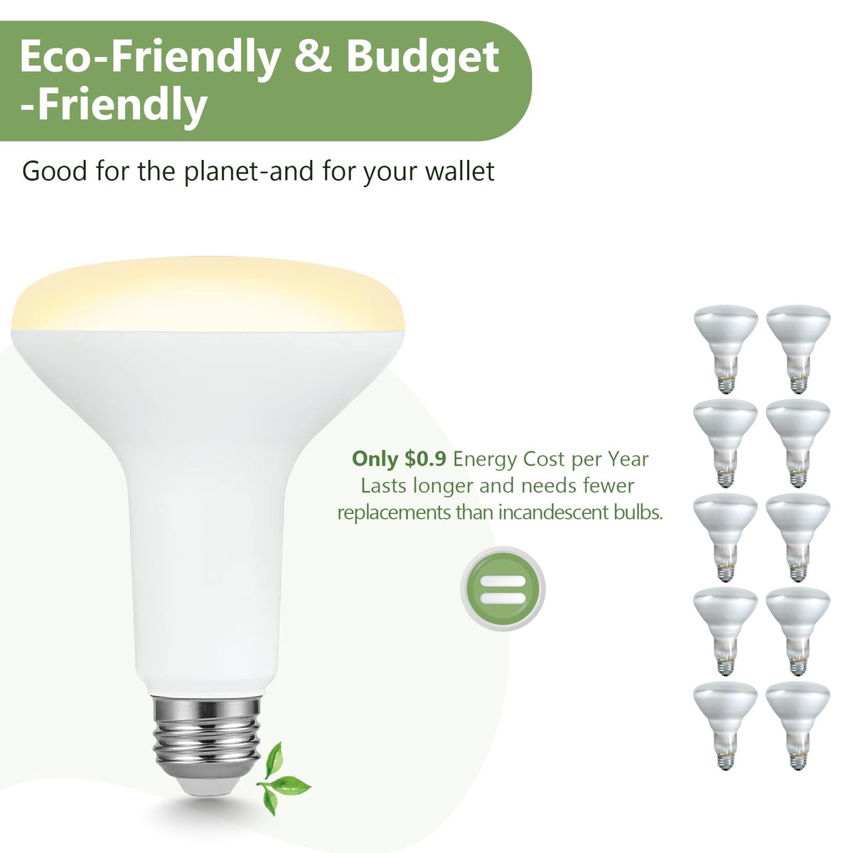 Long-life BR30 bulb up to 15,000 hours reduces replacements