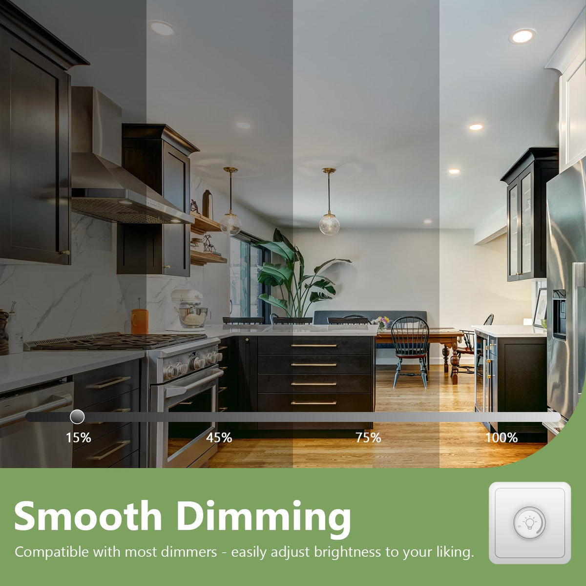 110° wide beam for living areas and home offices