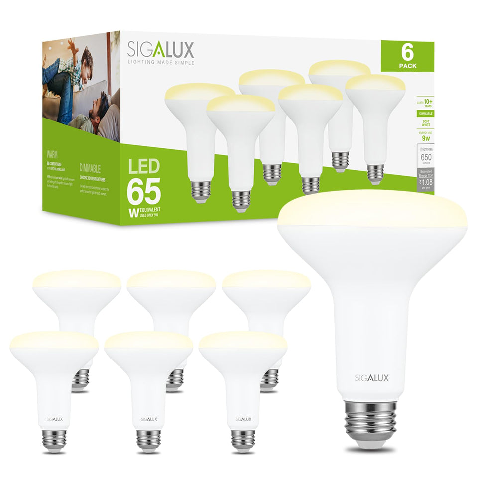 Sigalux BR30 dimmable LED bulb in soft white for cozy living spaces
