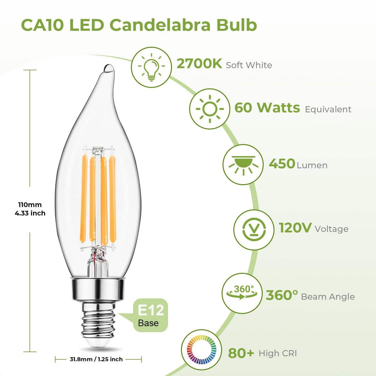 Sigalux CA10 flame-tip LED bulb adds classic chandelier drama