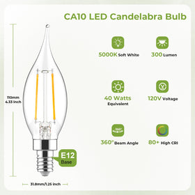 Sigalux E12 candle bulb displays a visible filament for vintage-inspired decor