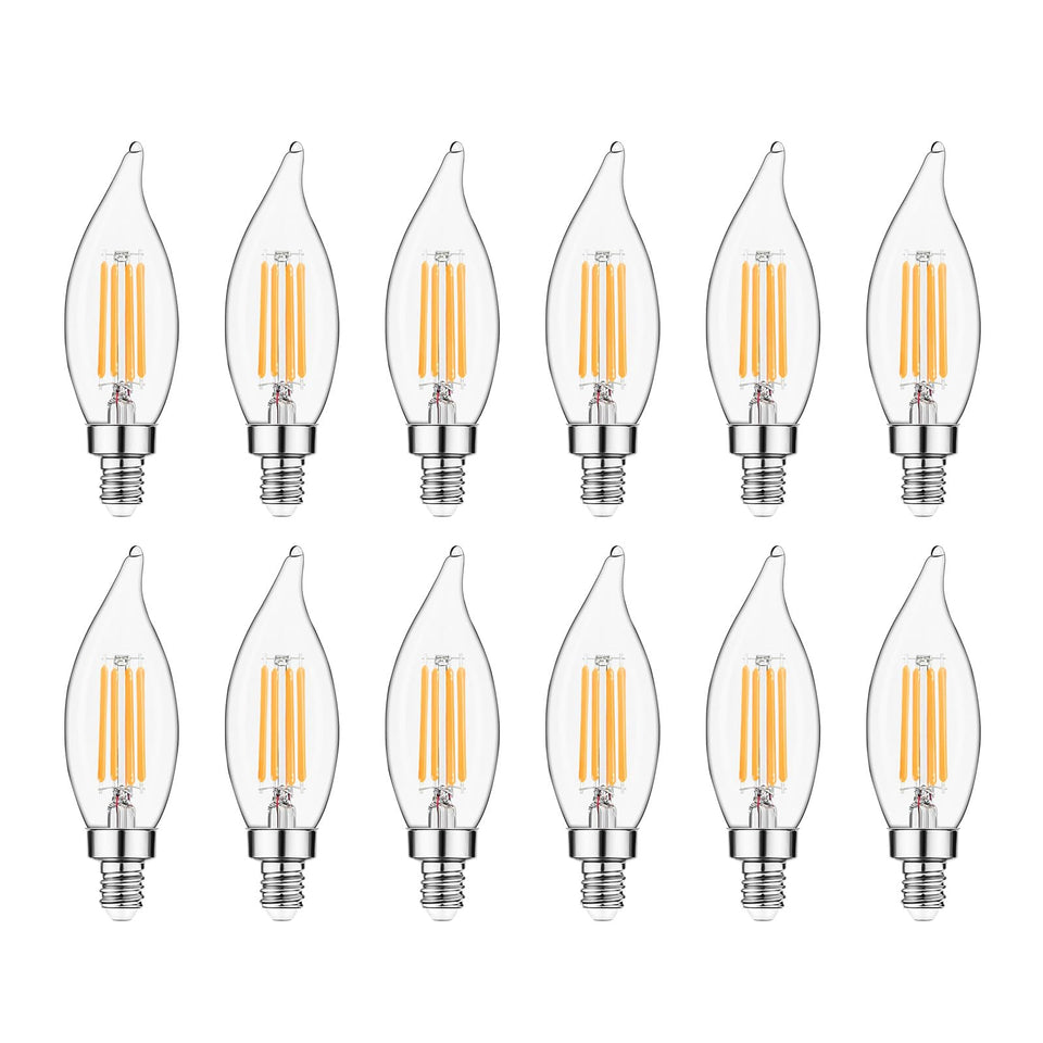 Sigalux E12 LED bulb 2700K soft white candle glass creates cozy living-room ambience.