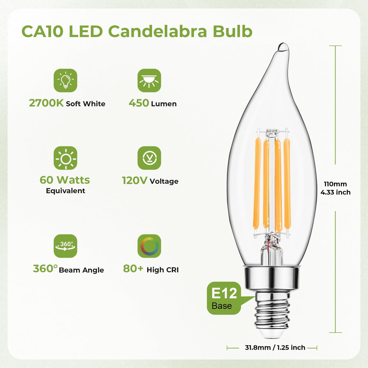 Sigalux CA10 candle flame design enhances chandeliers with elegant glow.