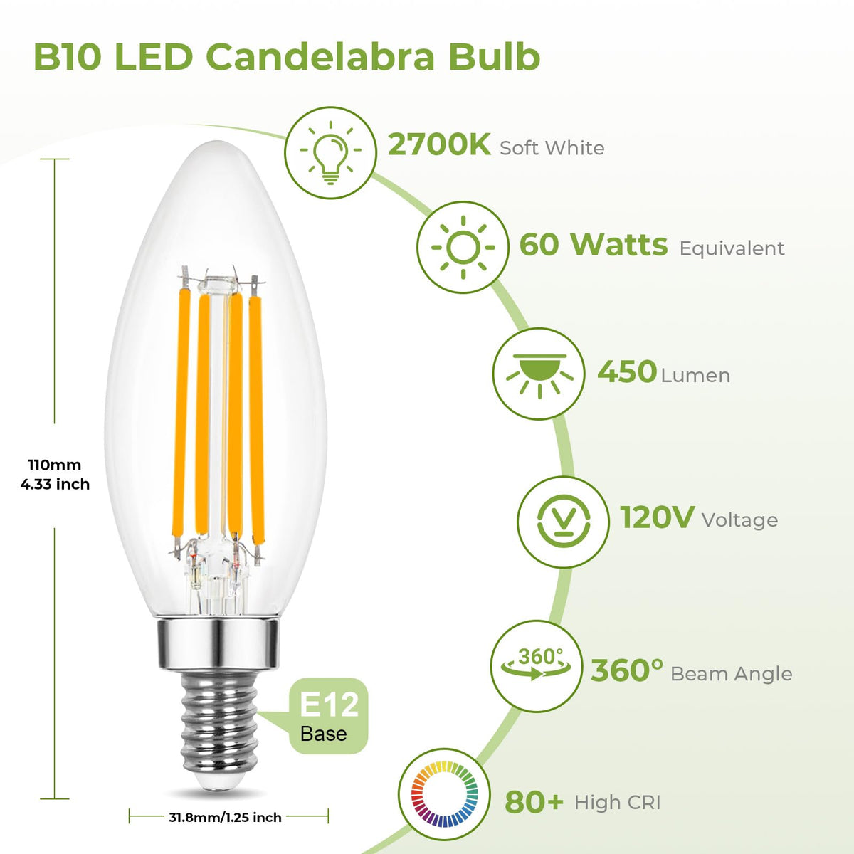 Sigalux 2700K soft white candle bulb for cozy home ambiance