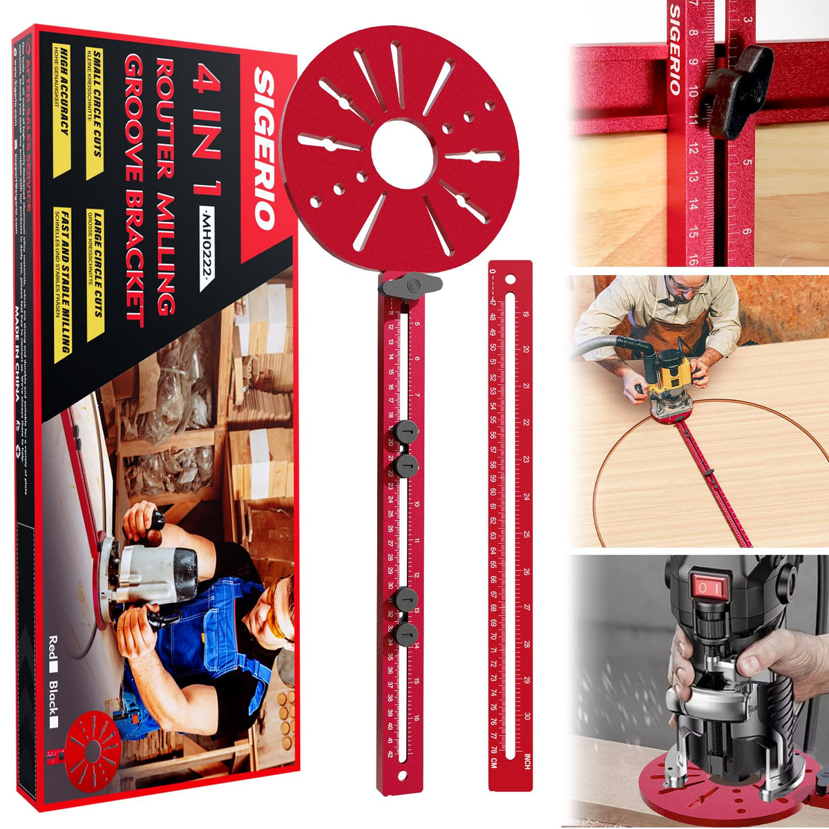 Sigerio 4-in-1 router milling bracket supports precise circle cuts across routers