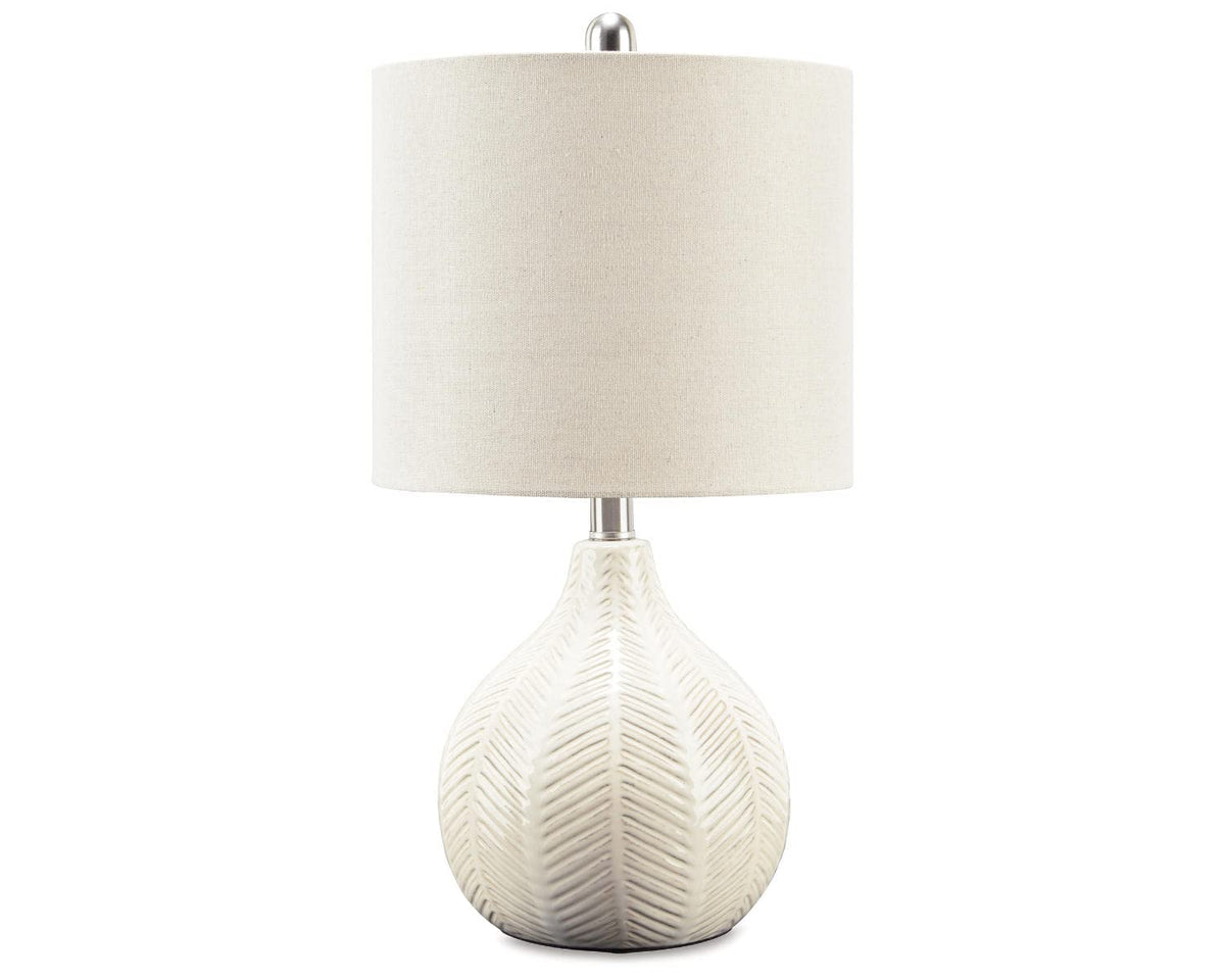 Signature Design by Ashley Rainermen table lamp base with herringbone ceramic texture.