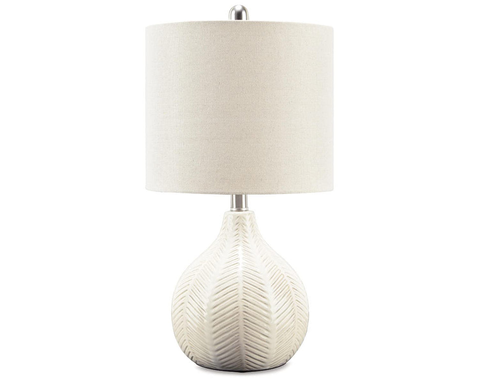 Signature Design by Ashley Rainermen table lamp base with herringbone ceramic texture.
