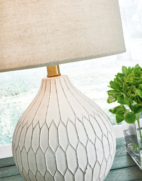 Signature Wardmont ceramic body adds transitional style to consoles or nightstands.