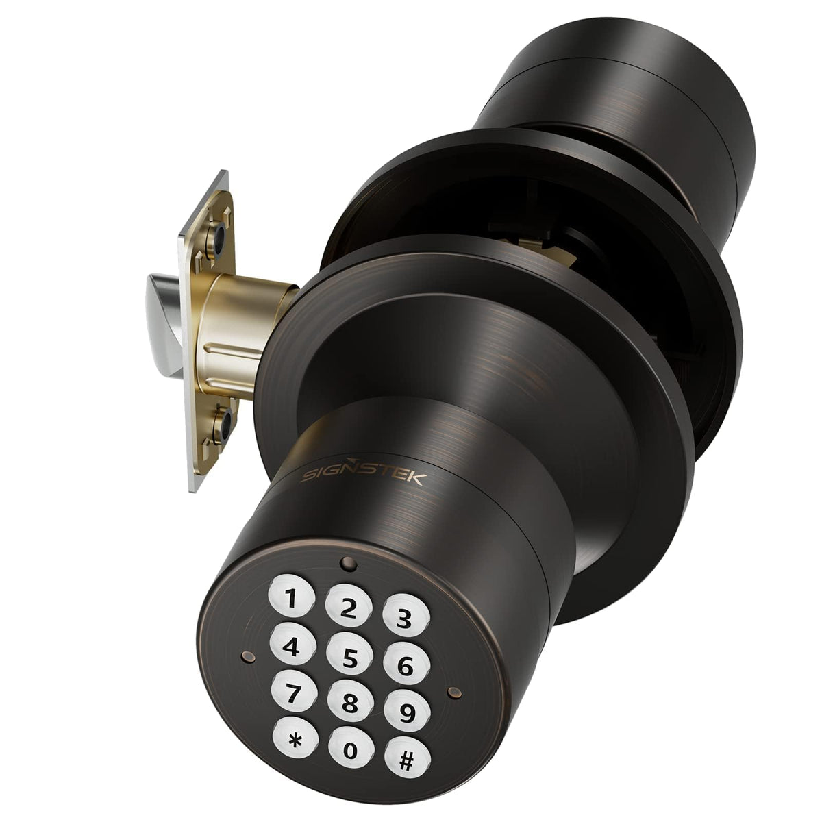 Signstek keyless-entry-lock front view with oil-rubbed bronze finish for curb appeal