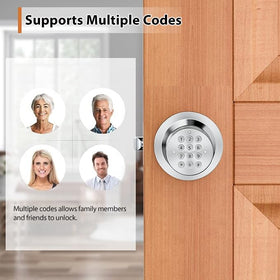 Signstek keyless entry lock keypad closeup shows backlit keypad and easy entry.