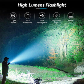 Sigoobal flashlight beam range shows long reach for outdoor tasks.