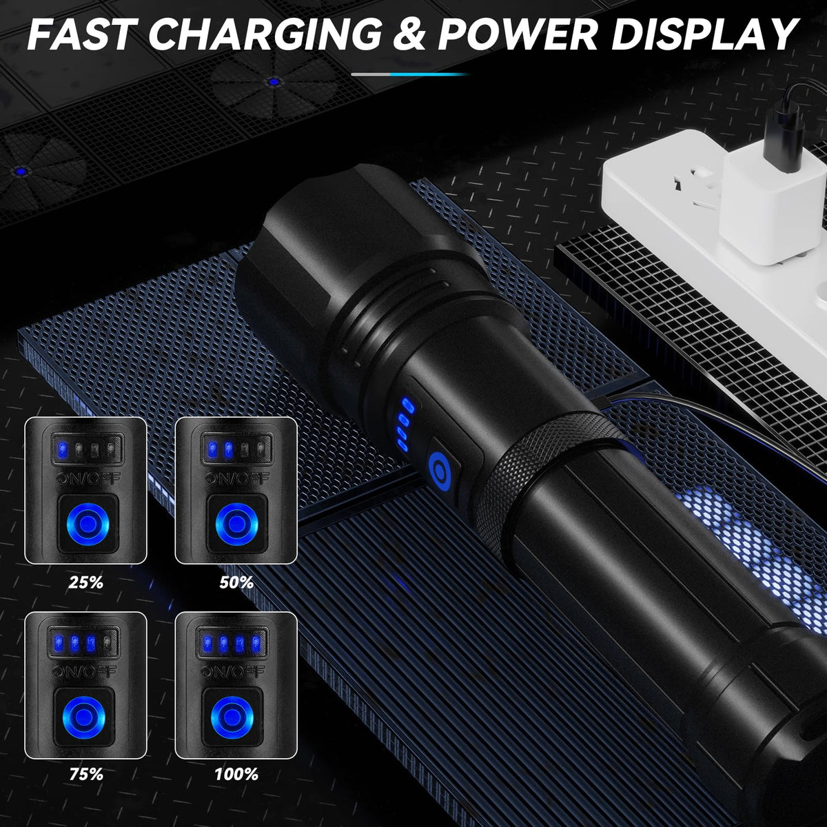 Sigoobal flashlight power display shows battery level