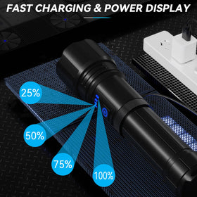 Sigoobal flashlight USB charging display indicates real-time power status.