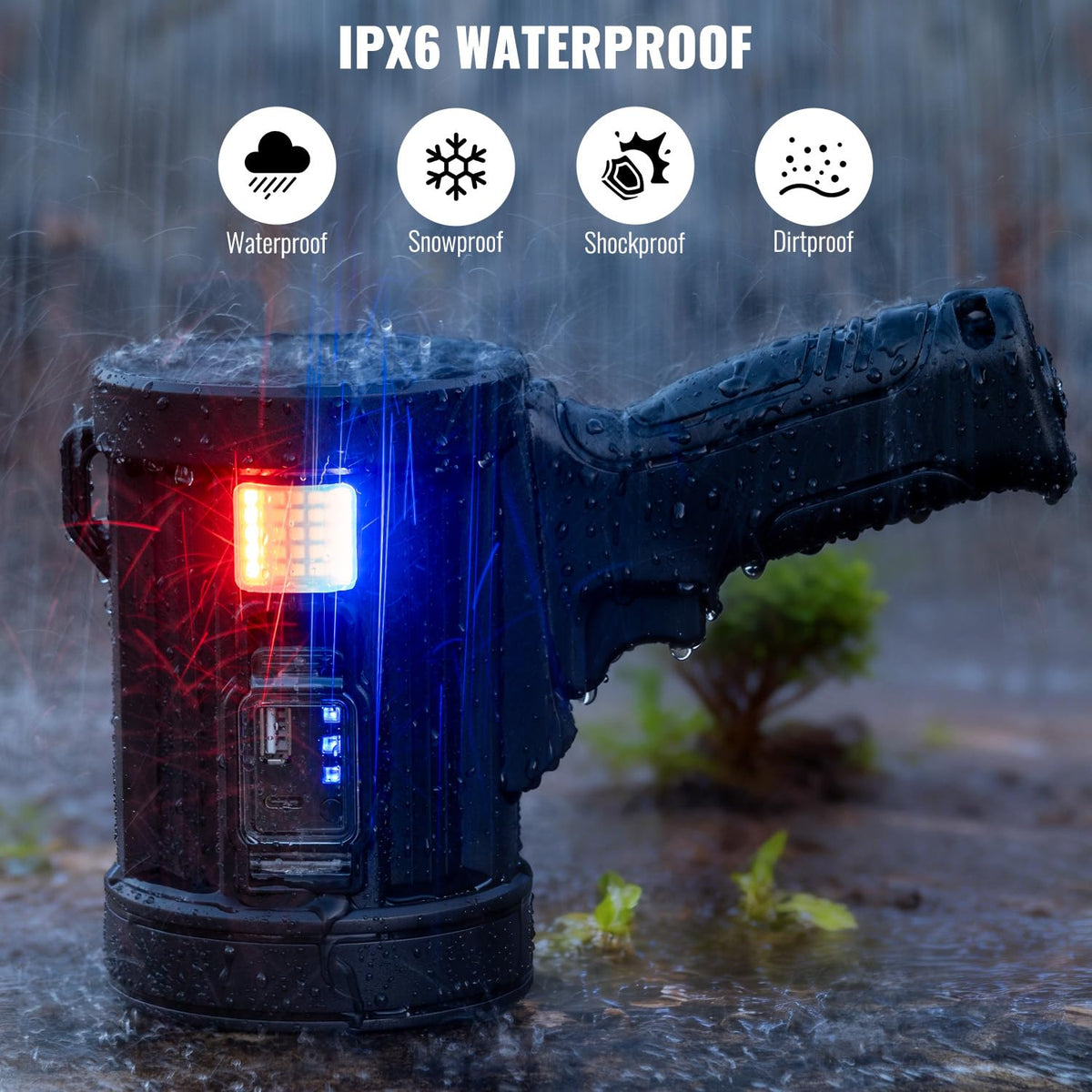 Sigoobal rechargeable spotlight red lens for hunting and signaling.