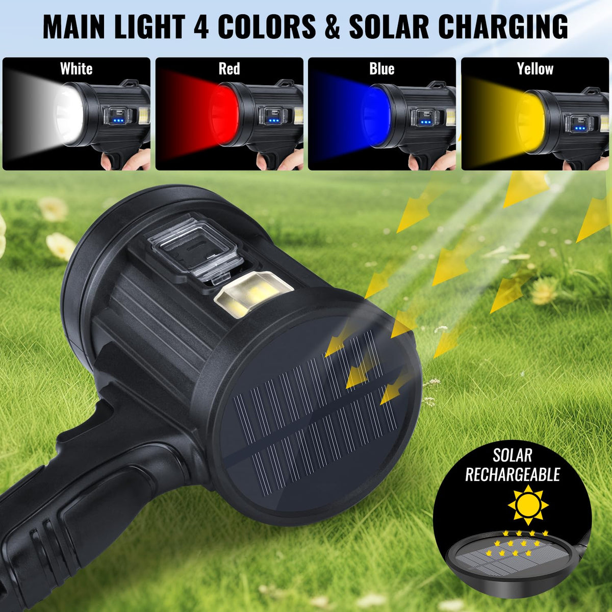 Sigoobal rechargeable spotlight yellow lens for task lighting.