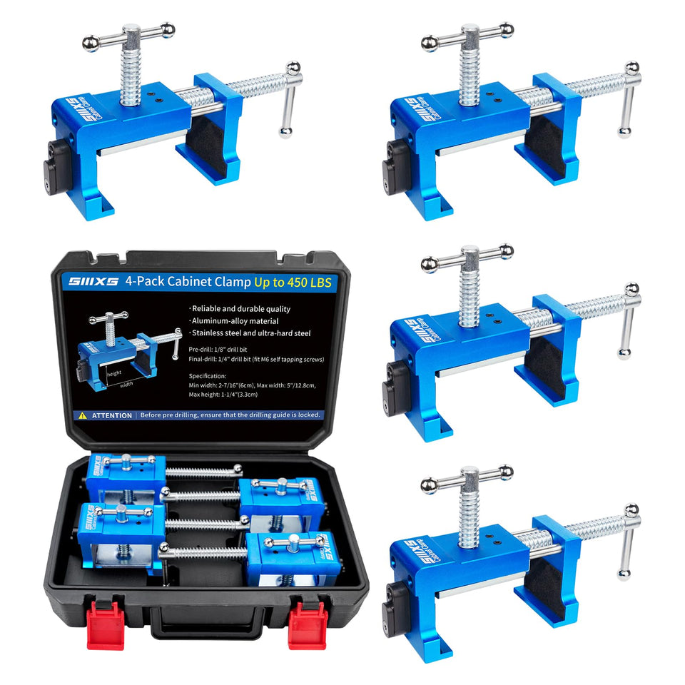 SIIIXS 4-Pack Cabinet Clamps in use for face-frame installation, quick securement.