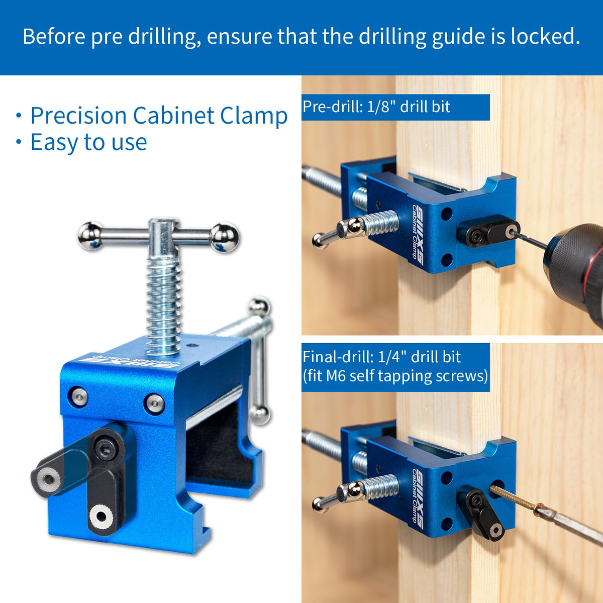 Four-clamp set enables faster face-frame cabinet installation.