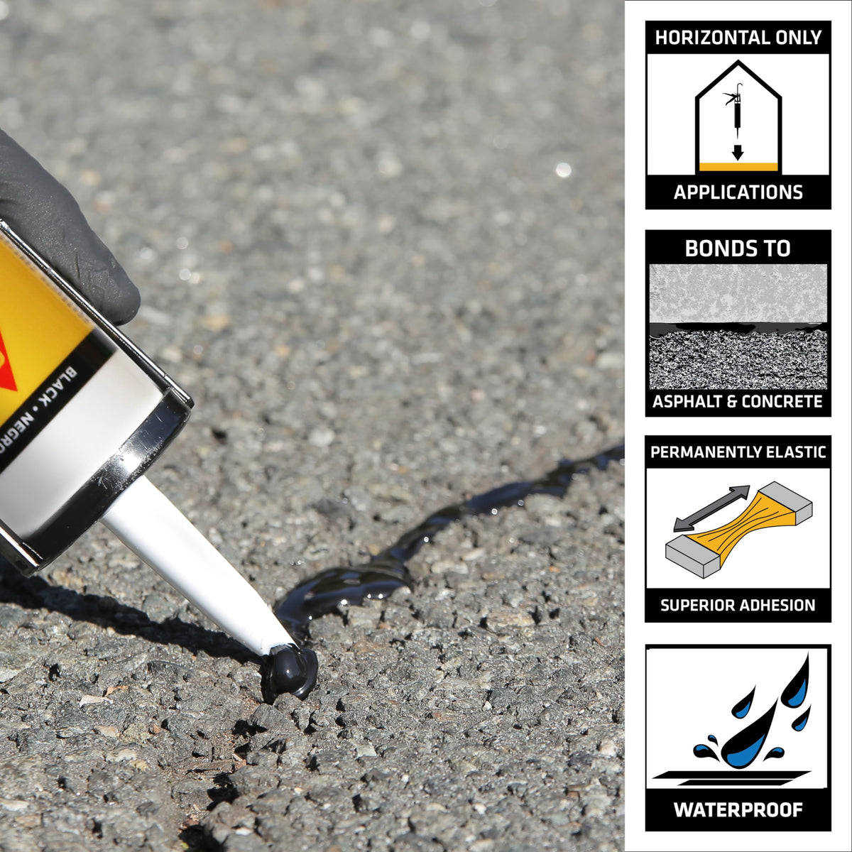 Applying Sikaflex-410 to a crack in pavement for a seamless fix