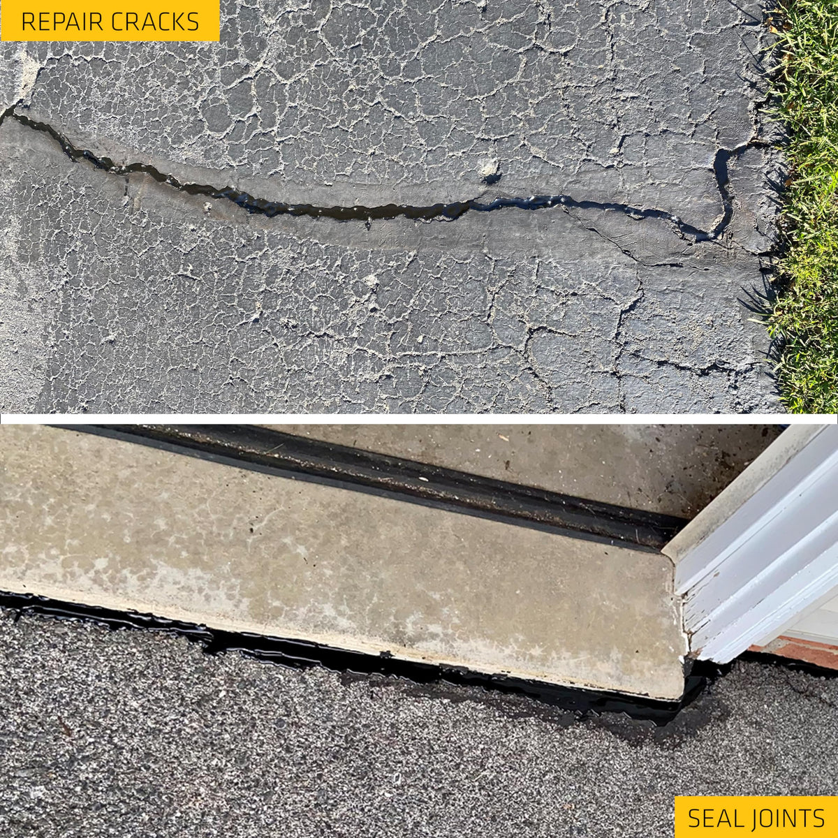 Residential driveway repair using Sikaflex-410 in black sealant