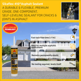 Close-up of Sikaflex-410 self-leveling spread evenly on asphalt surface