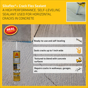 Applied Sikaflex Crack Flex sealant on a concrete crack for a smooth seal