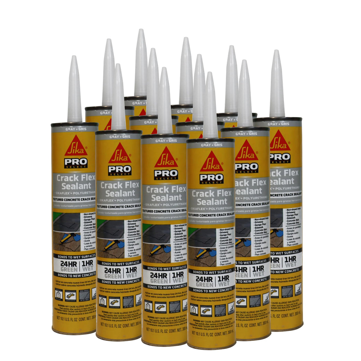 SIKA Sikaflex Crack Flex sealant in a caulk gun ready for sealing, gray finish
