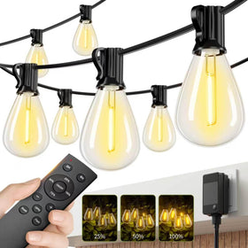 Sikitul 100ft LED outdoor string lights remote control for patio use