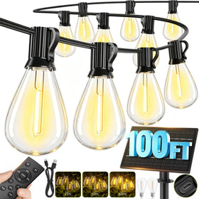 Sikitul 100ft solar string lights illuminate outdoor spaces with energy-efficient solar power.