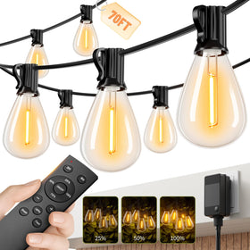 Sikitul 70FT LED lights with remote illuminate the patio with warm ambience