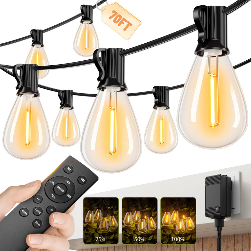 Sikitul 70FT LED lights with remote illuminate the patio with warm ambience