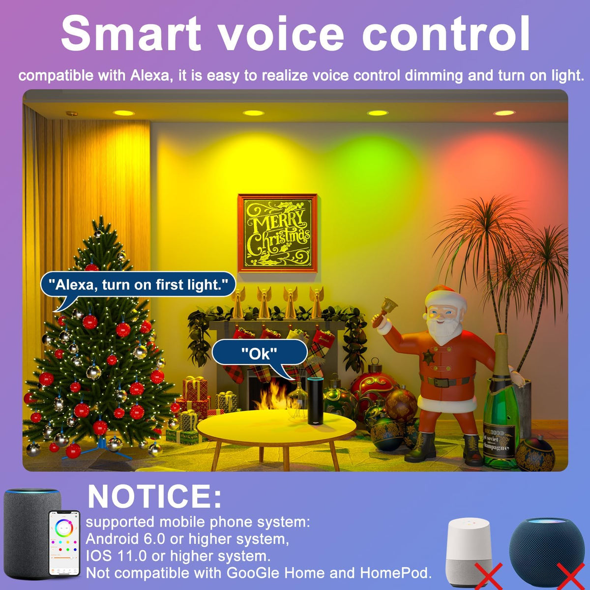 SikSog 4in RGB+CCT downlight installed in ceiling for ambient lighting