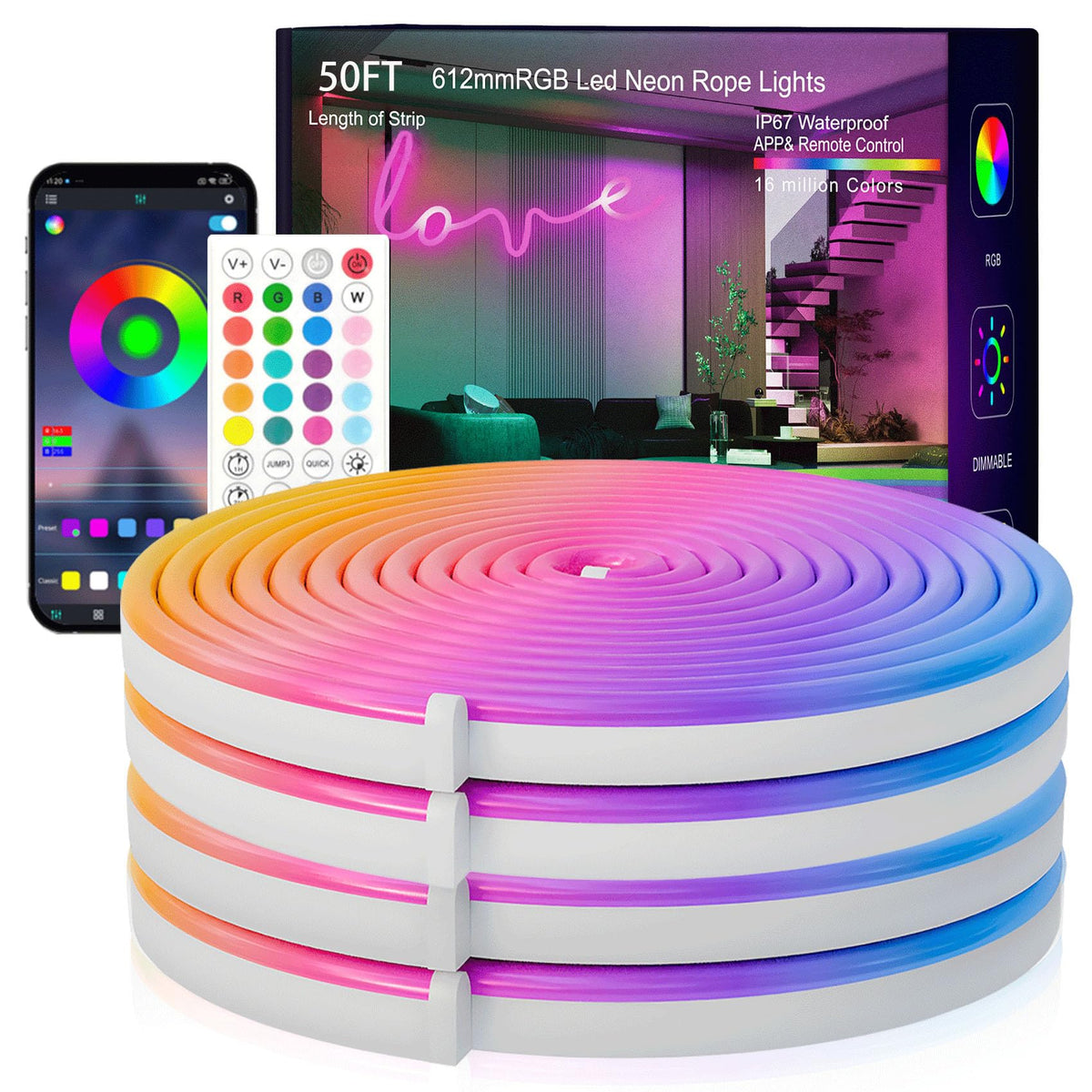 SILFU Neon Rope Lights show vibrant multi-colour ambience for cozy bedrooms.
