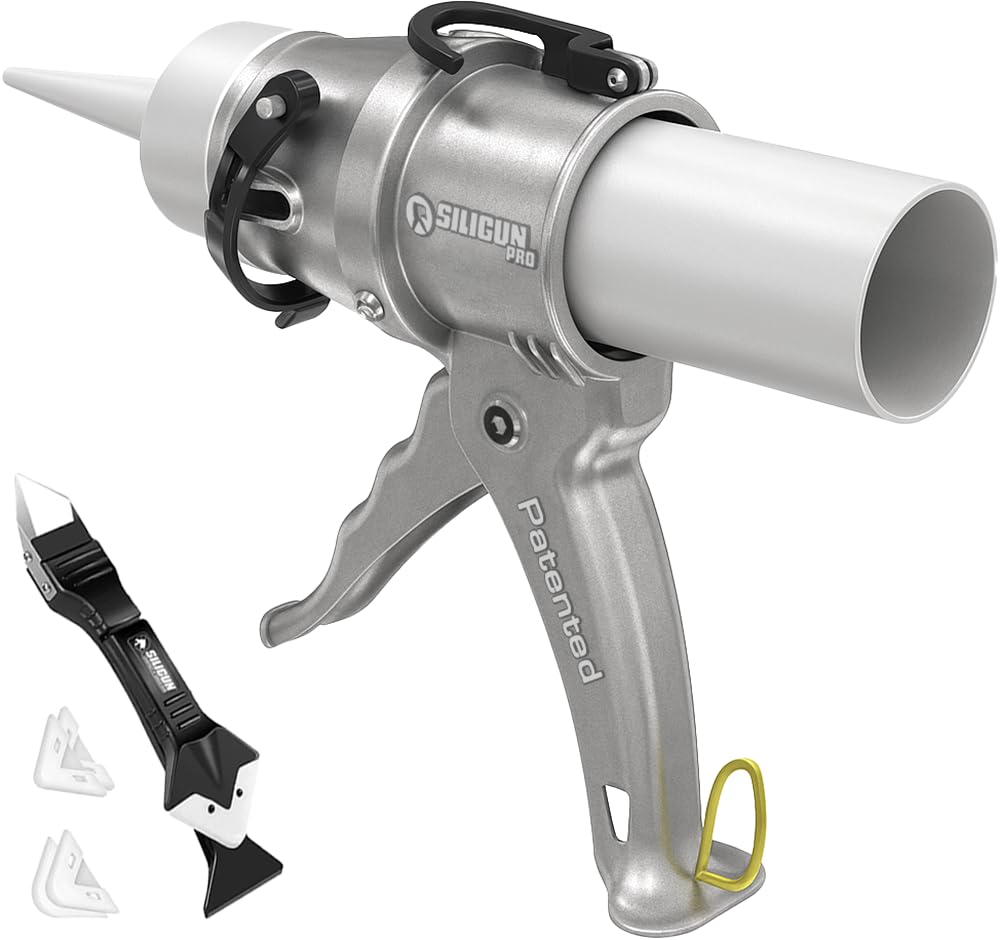 SILIGUN PRO No-Drip Caulking Gun delivering a clean bead.