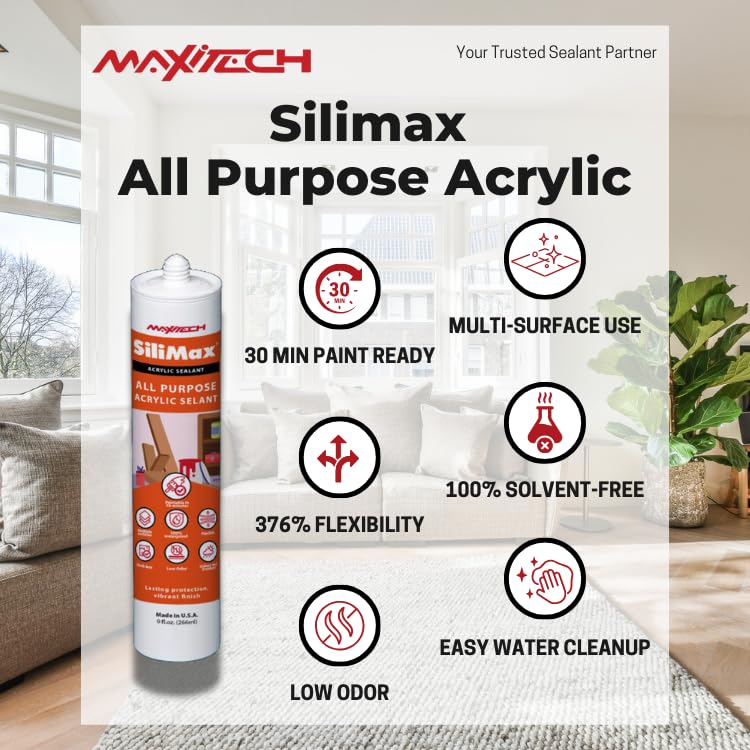 SILIMAX Painter's Caulk finish-ready for painting on trims.