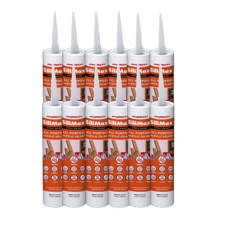 SILIMAX Painter's Caulk 12-pack shown for budget-friendly renovation projects.