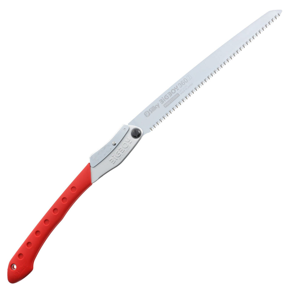 Silky BigBoy folding saw blade exposed for precise pruning tasks.
