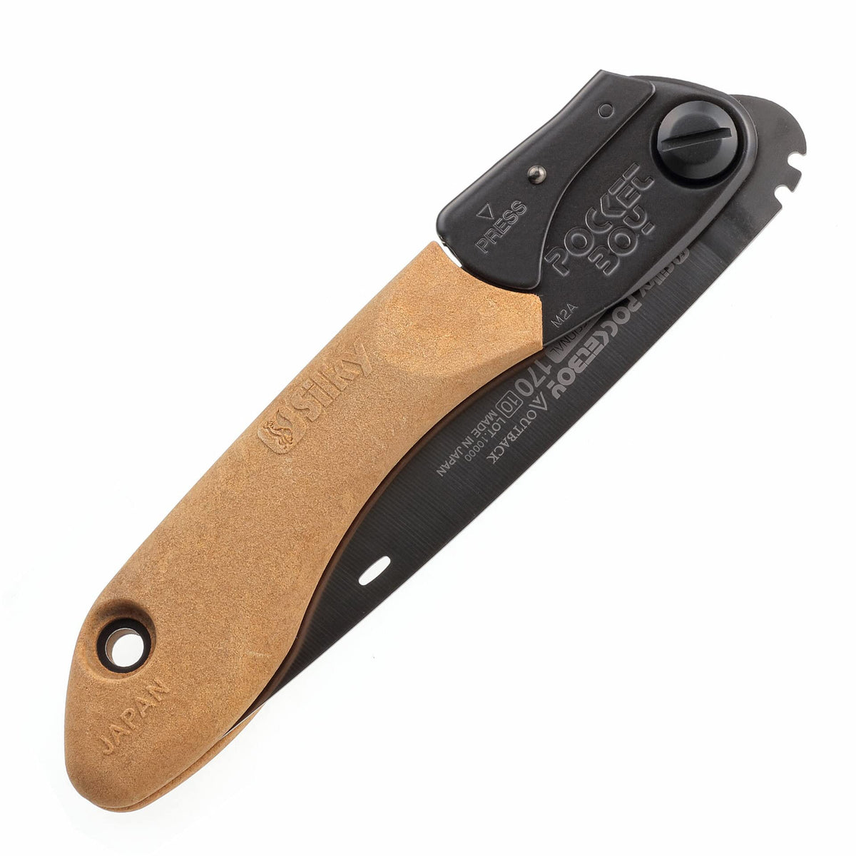 Silky Pocketboy handle with arbor composite provides secure grip in wet or cold conditions.