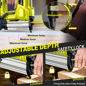 SILVEL depth adjustment knob lets you set nail depth for different woods.
